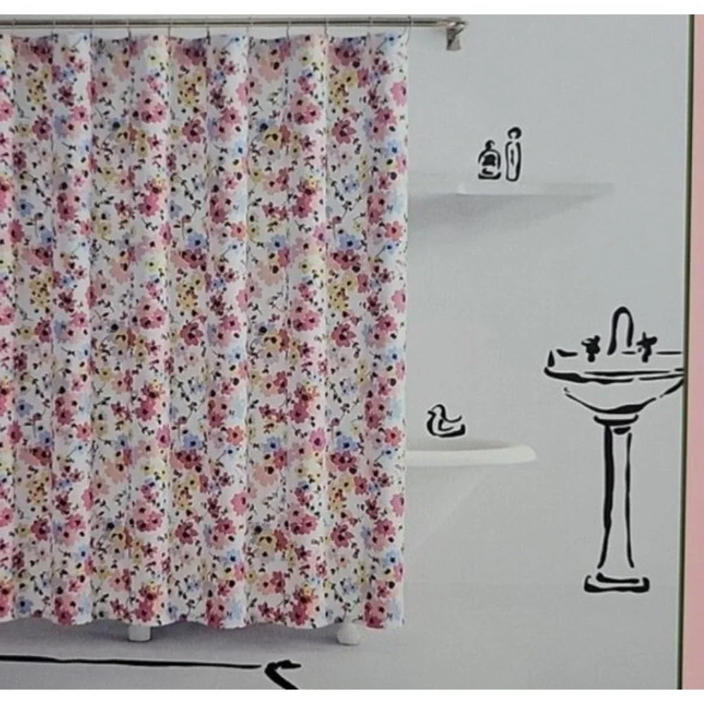 Kate Spade Multi Floral Shower Curtain Poly Cotton 72x72 NEW